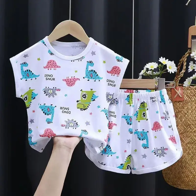 Children's short sleeve suit cotton summer new boys suit Korean baby clothes girls T-shirt children's clothing wholesale
