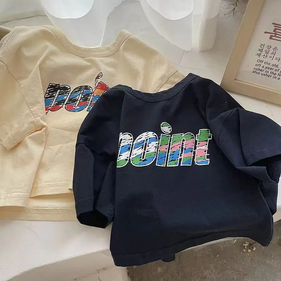 Korean Style Cartoon Printed Short Sleeve T-Shirt Cream 2025 - Image 3
