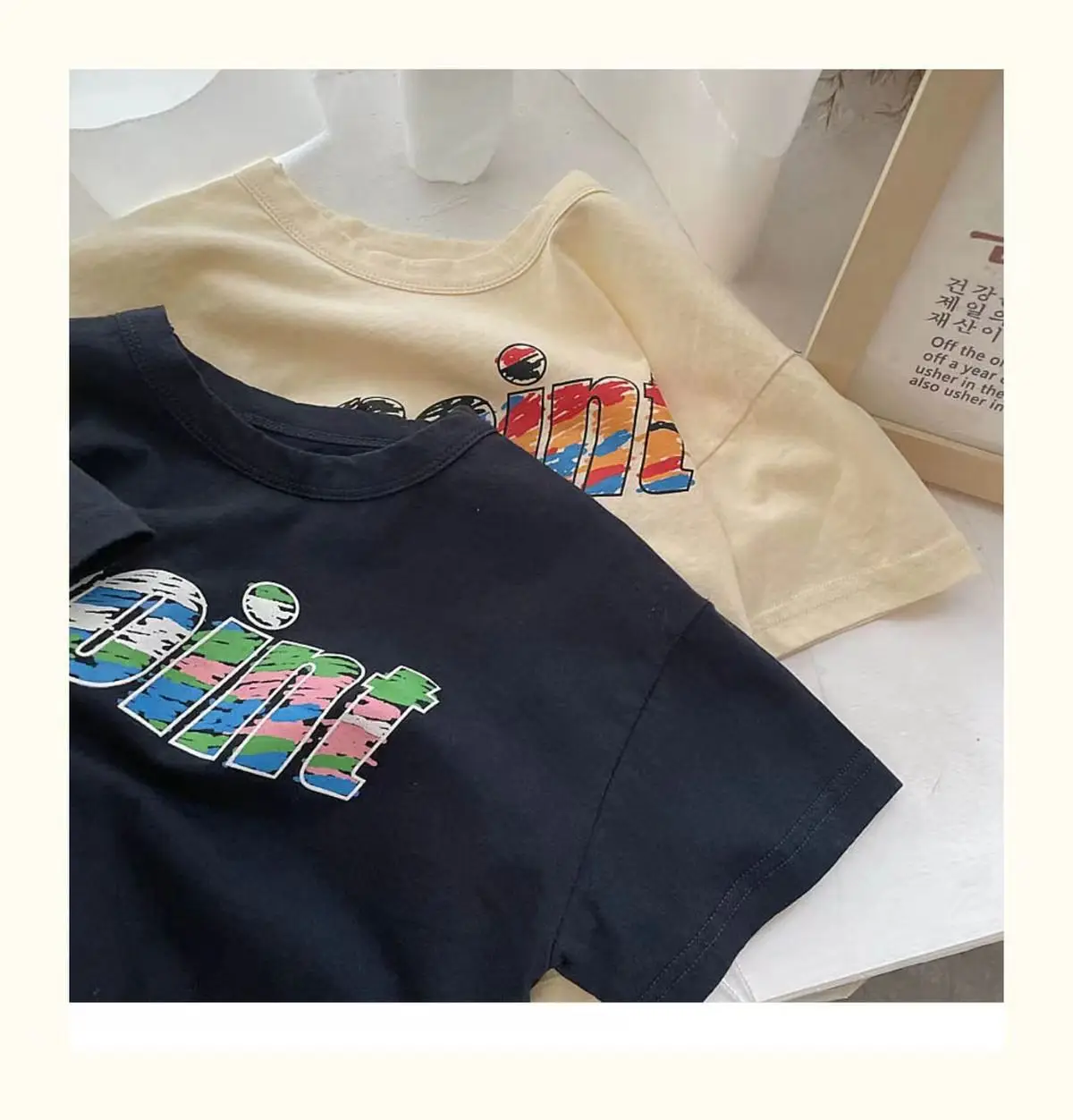 Korean Style Cartoon Printed Short Sleeve T-Shirt Cream 2025 — feature 2