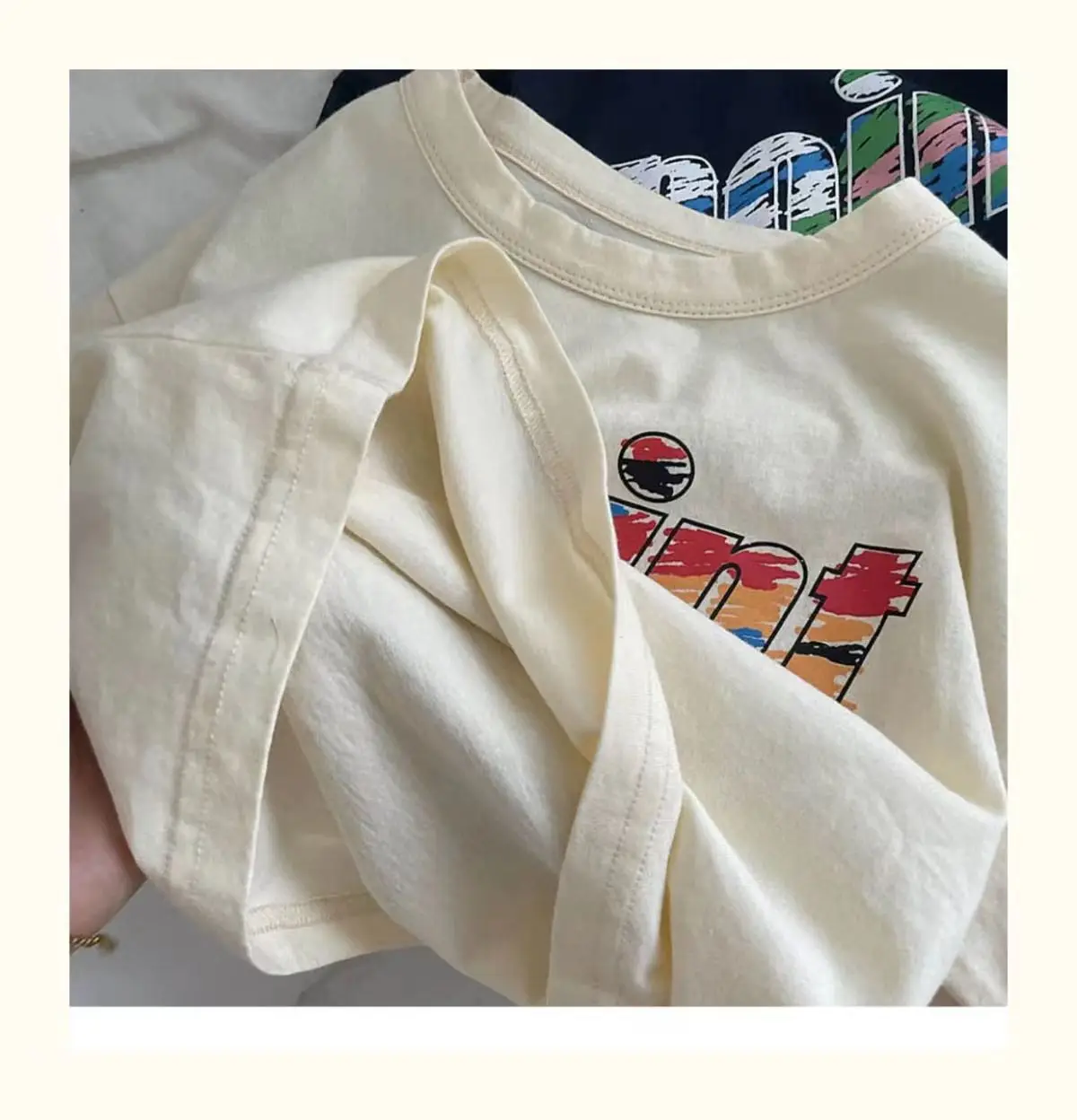 Korean Style Cartoon Printed Short Sleeve T-Shirt Cream 2025 — feature 8
