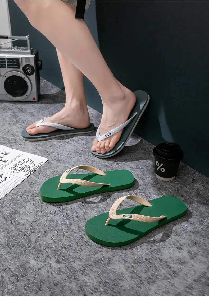 Men's Green Clip Flip Flops Summer Casual Sandals — feature 21