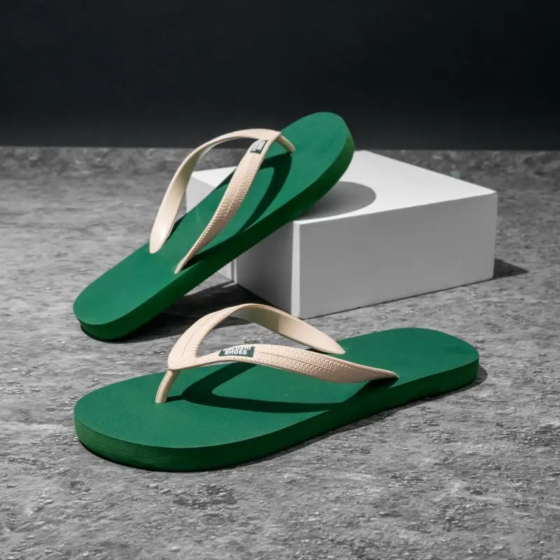 Men's Green Clip Flip Flops Summer Casual Sandals