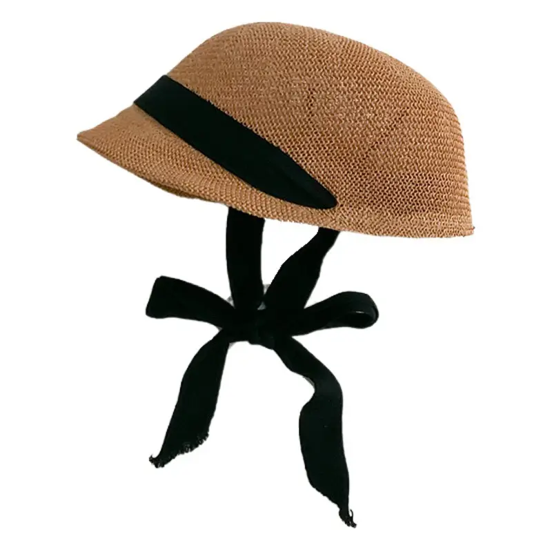 Baby Straw Hats for Boys Girls Summer Wear Black Ribbon