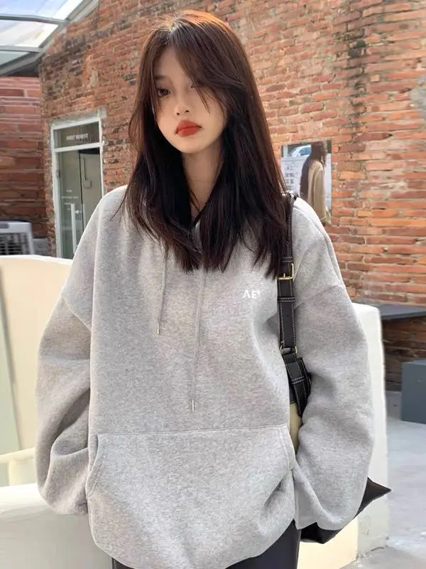 Women's White Hooded Hoodie Fleece Lined Thick Coat - Image 6