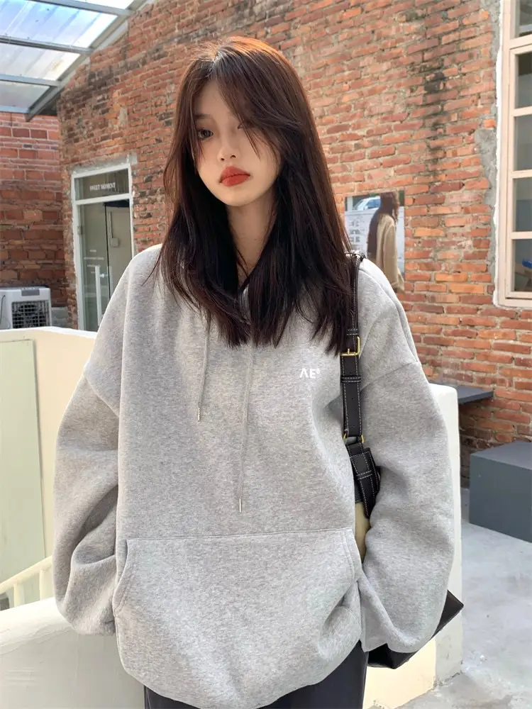 Women's White Hooded Hoodie Fleece Lined Thick Coat — feature 2