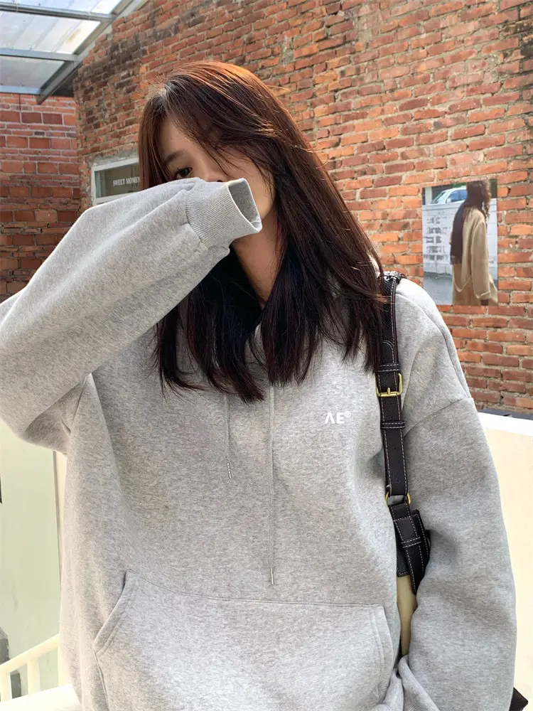 Women's White Hooded Hoodie Fleece Lined Thick Coat — feature 4