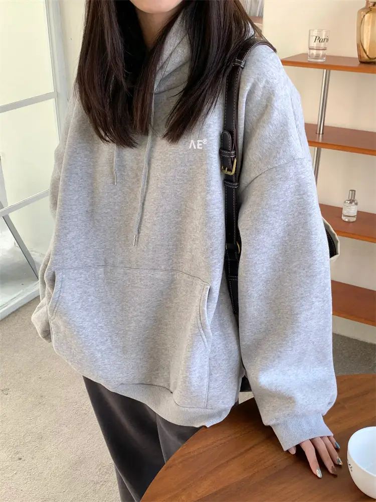Women's White Hooded Hoodie Fleece Lined Thick Coat — feature 8