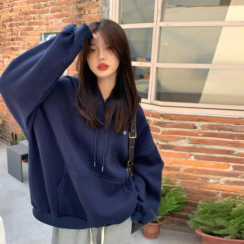 Women's White Hooded Hoodie Fleece Lined Thick Coat - Image 3