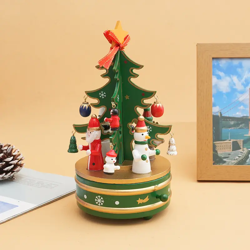 Cross-Country Christmas Tree Music Box Wooden Decor - Image 5