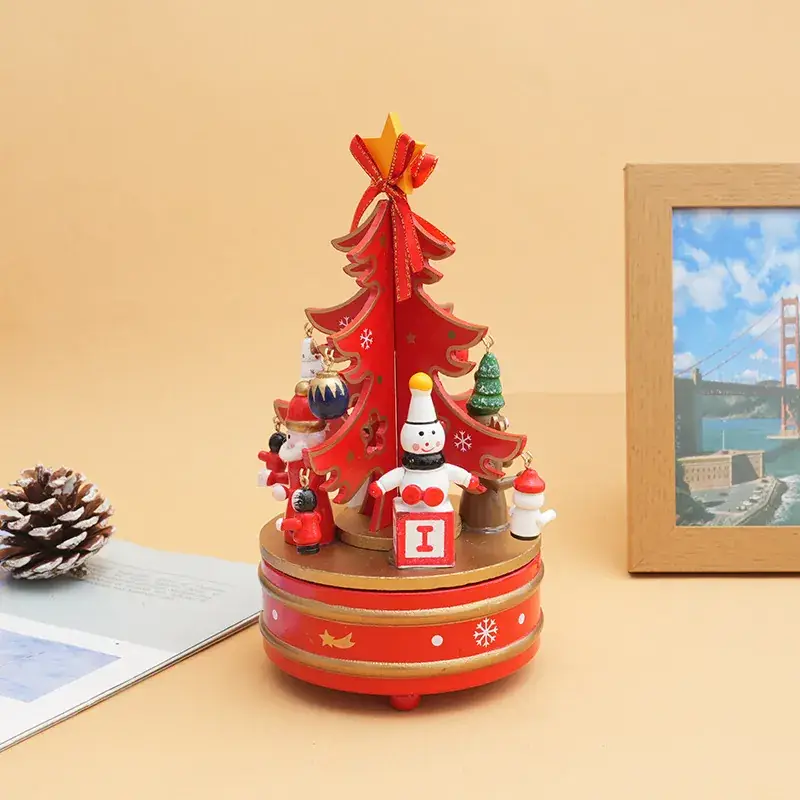 Cross-Country Christmas Tree Music Box Wooden Decor - Image 6