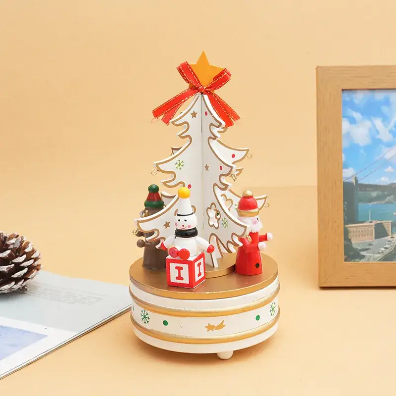Cross-Country Christmas Tree Music Box Wooden Decor - Image 7