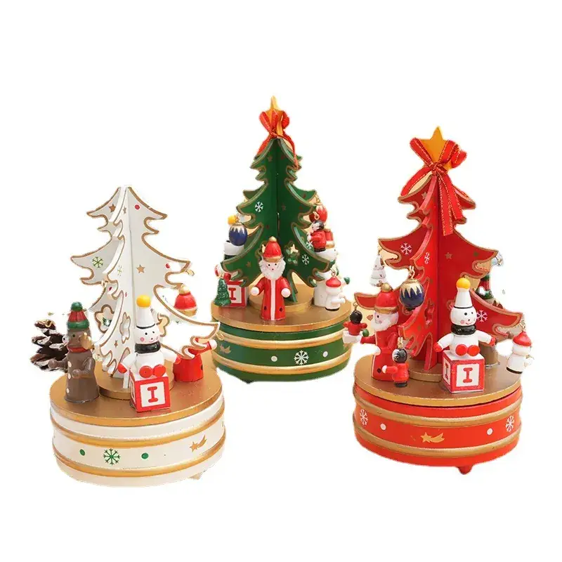 Cross-Country Christmas Tree Music Box Wooden Decor - Image 8