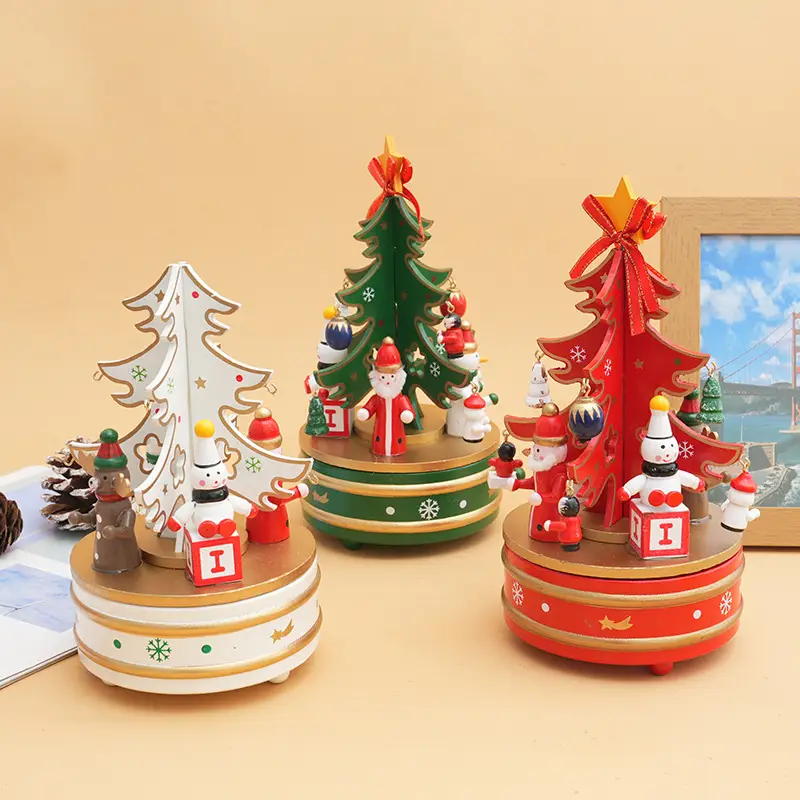 Cross-Country Christmas Tree Music Box Wooden Decor — feature 1