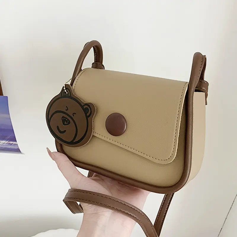 Retro Bear Design Shoulder Crossbody Bag White Brown - Image 7