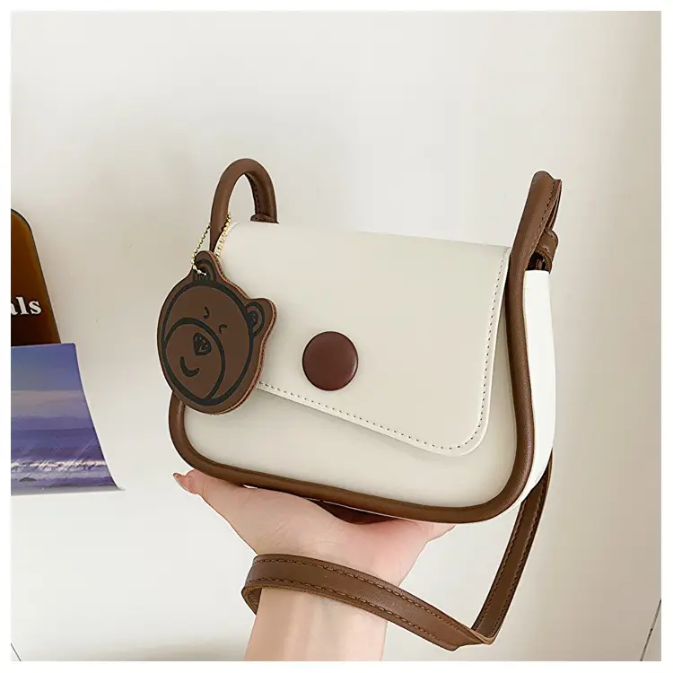 Retro Bear Design Shoulder Crossbody Bag White Brown — feature 22