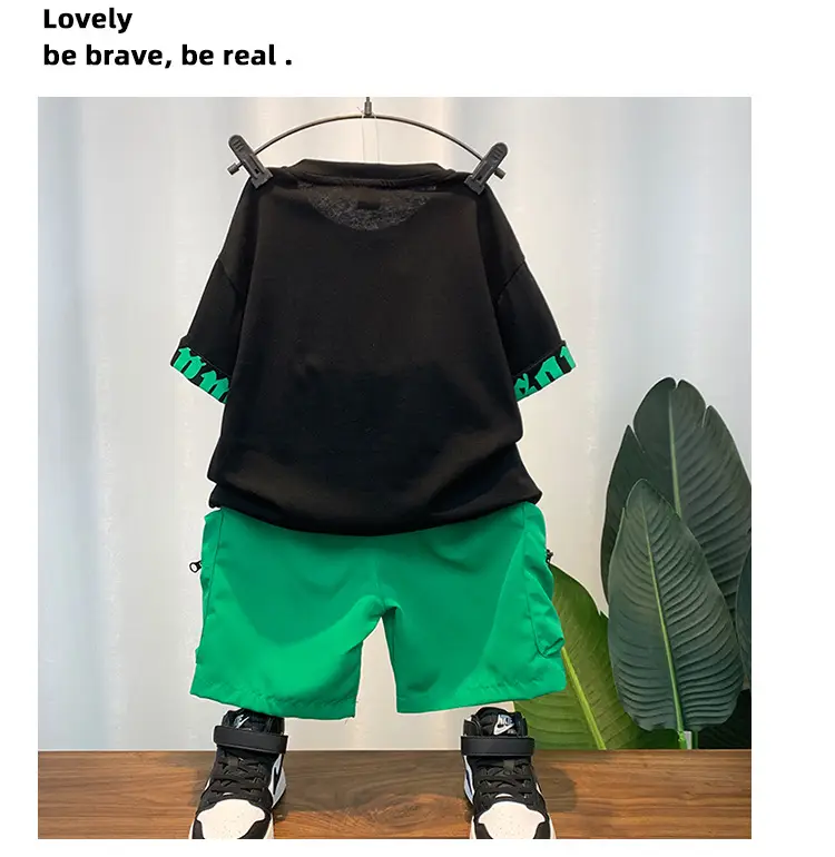 Boys Green Graphic Shorts Set 2025 Summer â feature 8