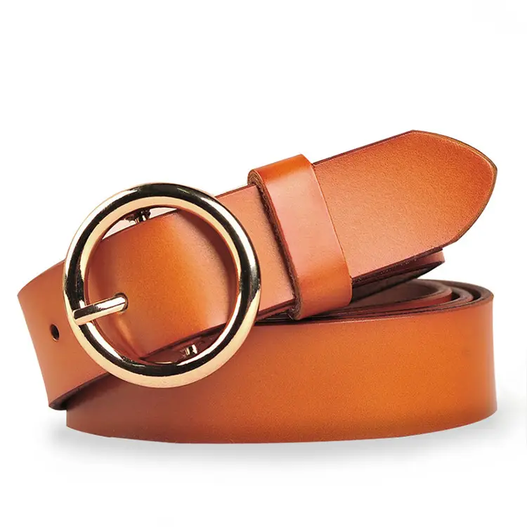 Black Round Buckle Leather Belt for Women - Image 15