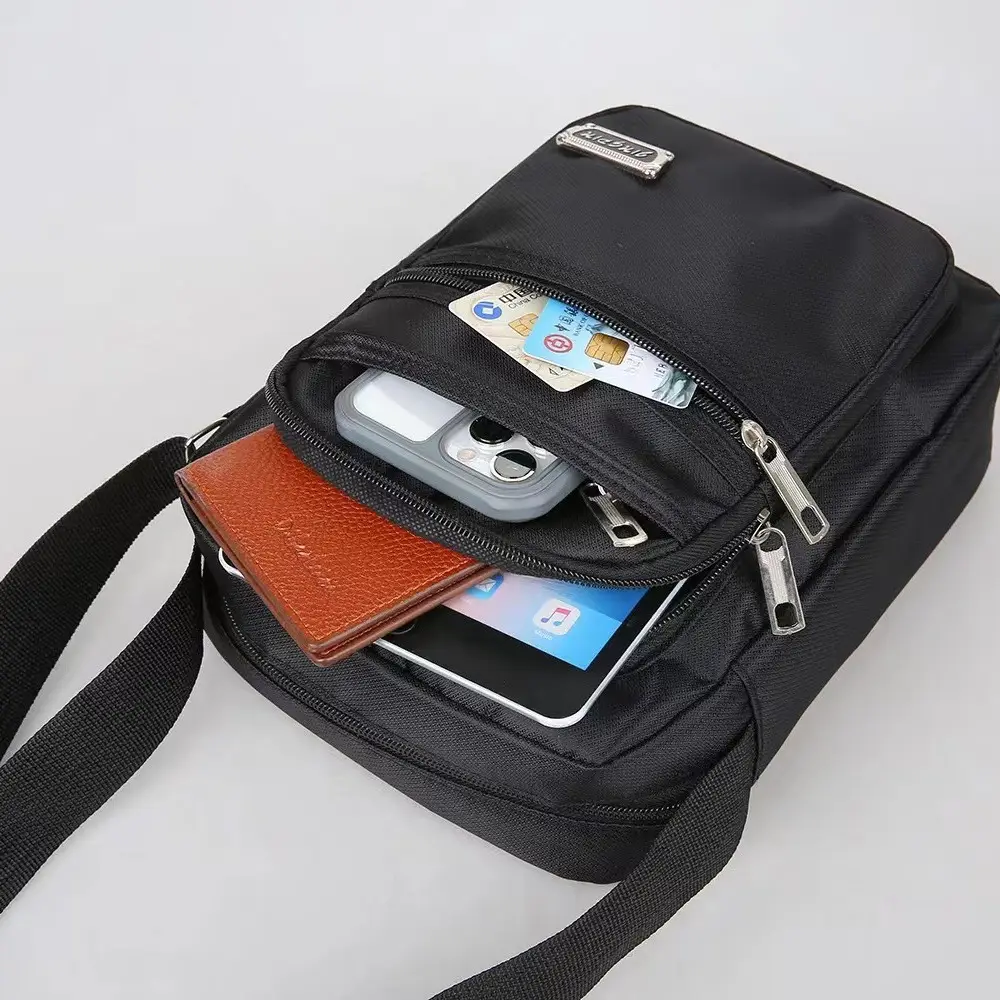 Men's Black Oxford Shoulder Messenger Bag - Image 11