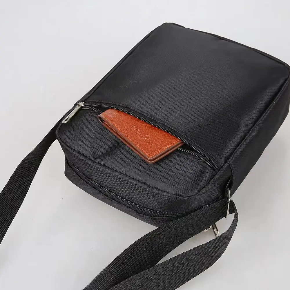 Men's Black Oxford Shoulder Messenger Bag - Image 12
