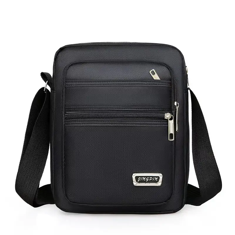 Men's Black Oxford Shoulder Messenger Bag - Image 13