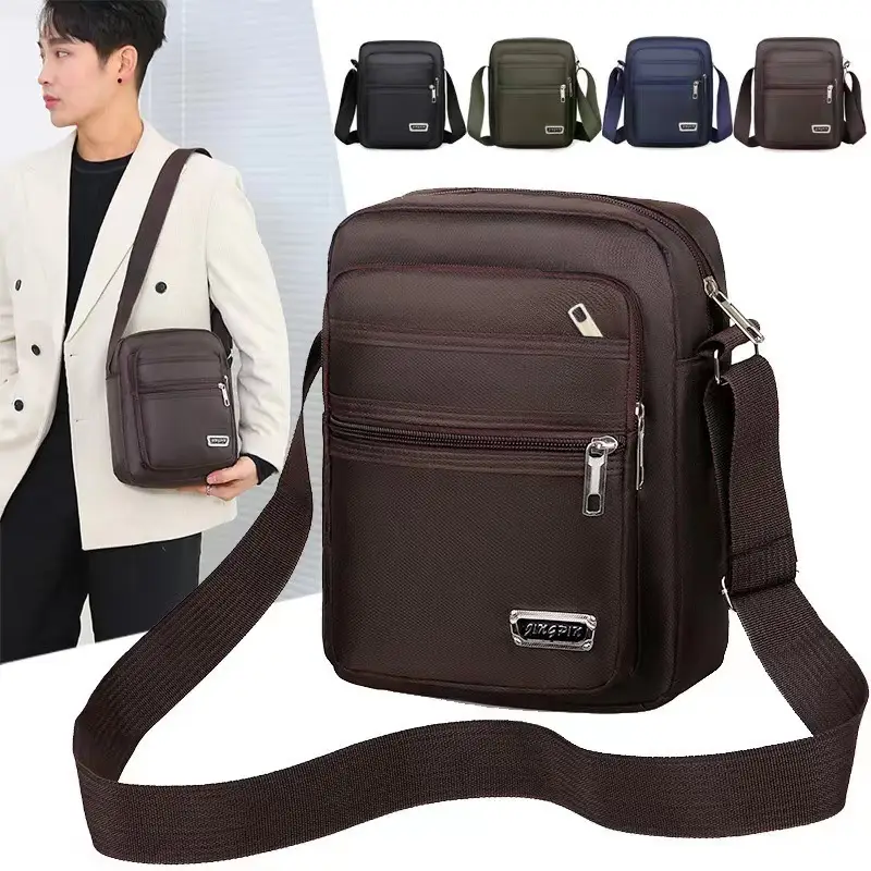 Men's Black Oxford Shoulder Messenger Bag — feature 12