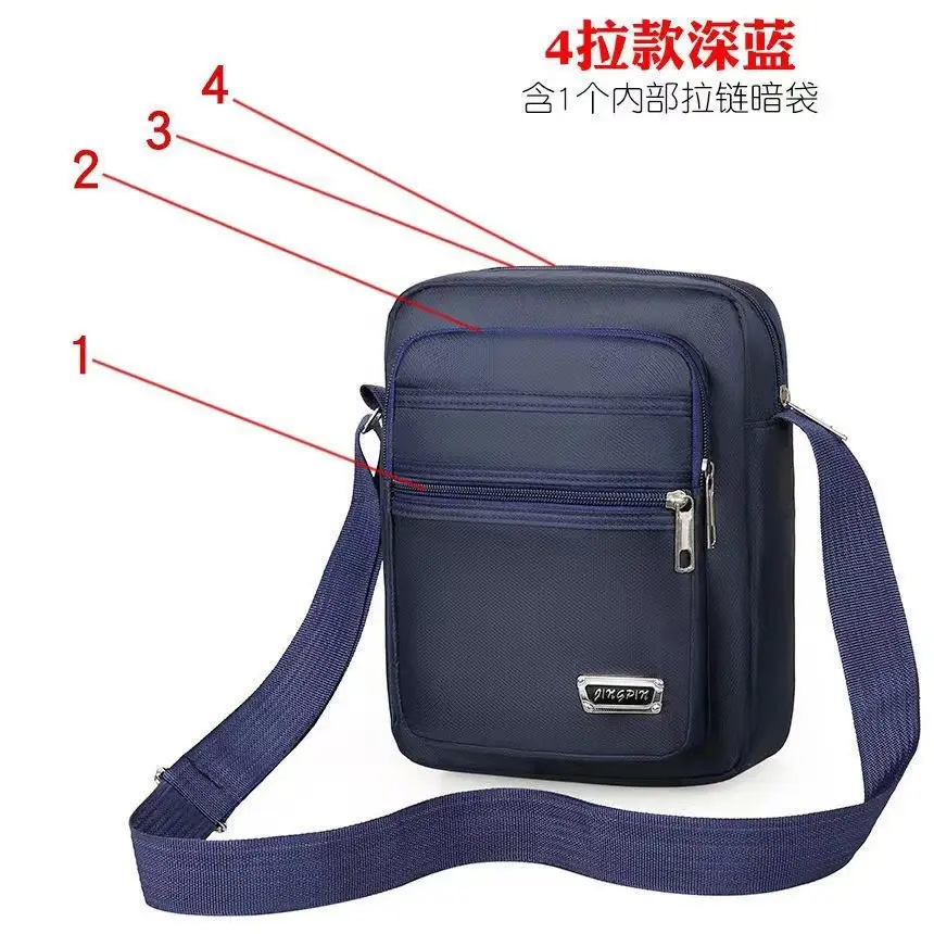 Men's Black Oxford Shoulder Messenger Bag - Image 4