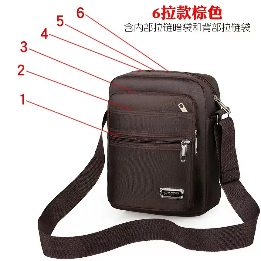 Men's Black Oxford Shoulder Messenger Bag - Image 6