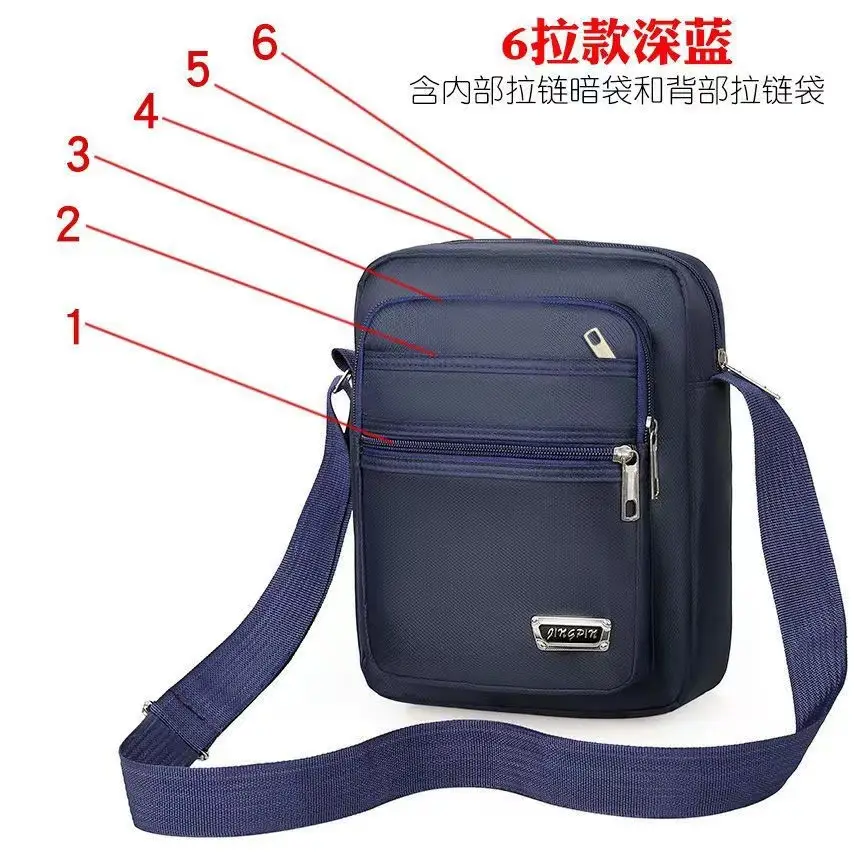 Men's Black Oxford Shoulder Messenger Bag - Image 8