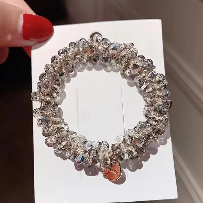New Crystal Pearl Hair Ring Bracelet Dual-Purpose Rubber Band - Image 16