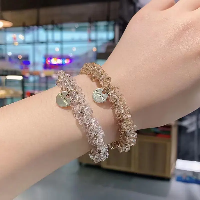 New Crystal Pearl Hair Ring Bracelet Dual-Purpose Rubber Band - Image 18