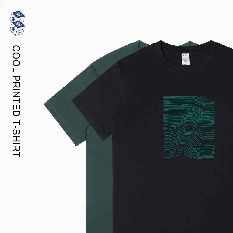 Men's Dark Blue Graphic T-Shirt 230g Cotton Round Neck - Image 9