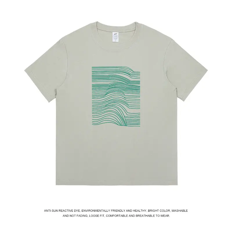 Men's Dark Blue Graphic T-Shirt 230g Cotton Round Neck - Image 4