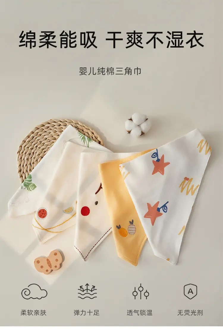 Newborn Cotton Triangle Towel Baby Scarf Gauze Small Bib — feature 1