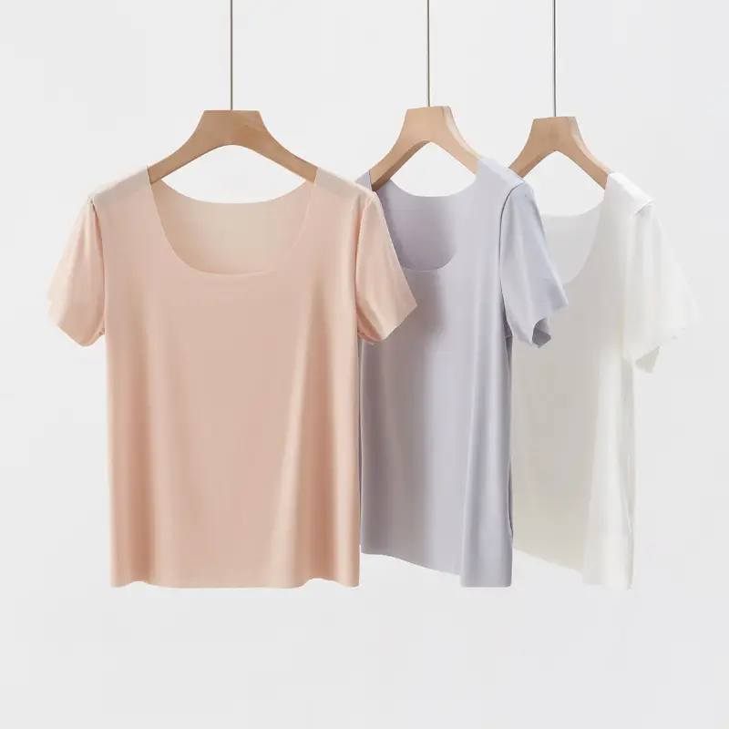 Women's Solid Color Round Neck T-Shirt Short Sleeve - Image 2