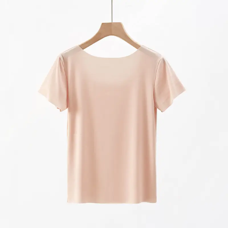 Women's Solid Color Round Neck T-Shirt Short Sleeve - Image 3