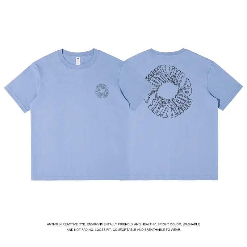 Black Letter Print Round Neck T-Shirt for Men Women - Image 12