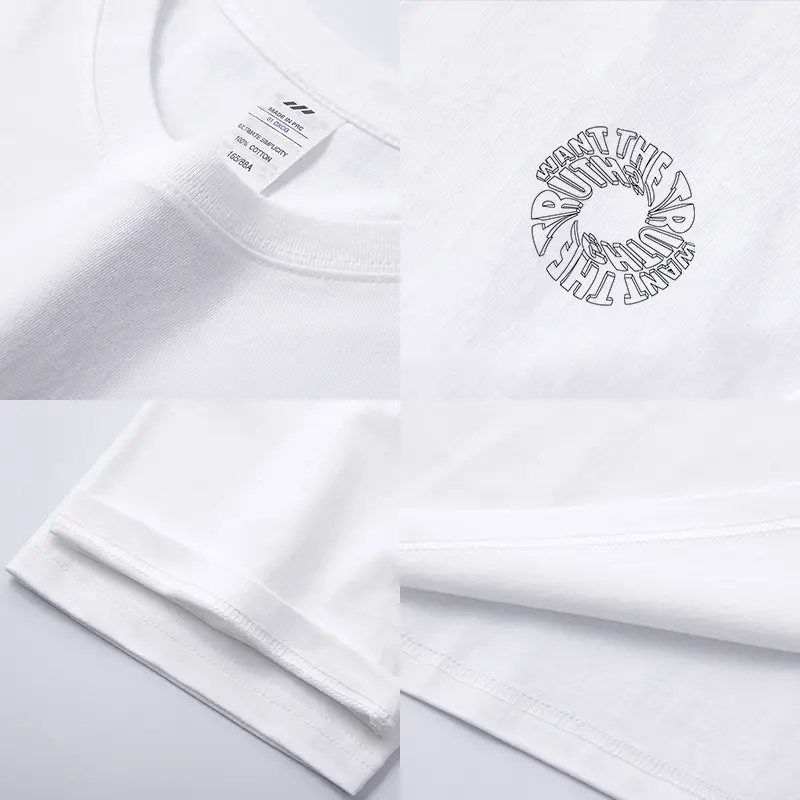 Black Letter Print Round Neck T-Shirt for Men Women - Image 13