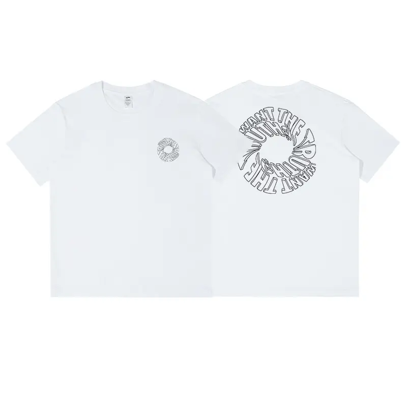Black Letter Print Round Neck T-Shirt for Men Women - Image 14