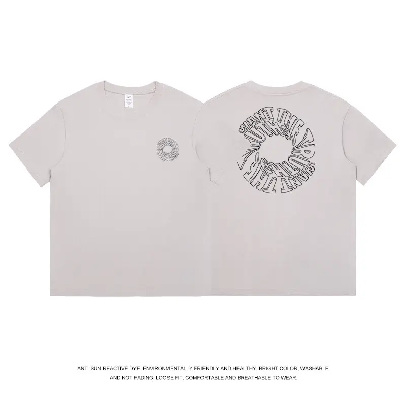 Black Letter Print Round Neck T-Shirt for Men Women - Image 3