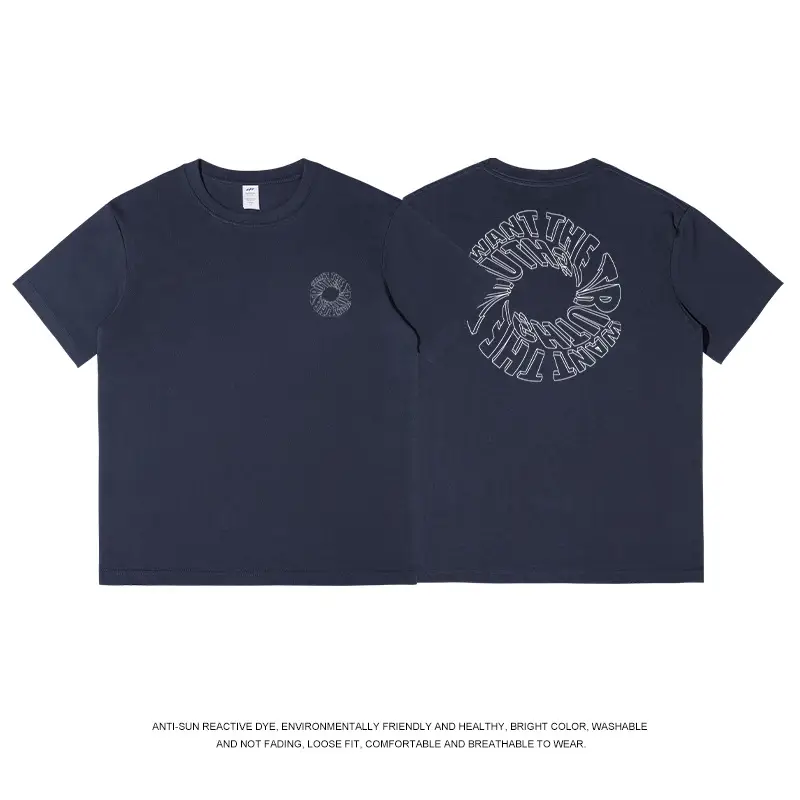 Black Letter Print Round Neck T-Shirt for Men Women - Image 7