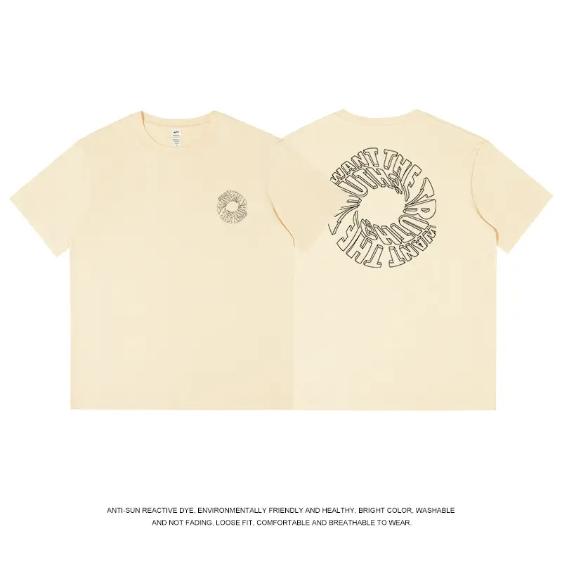 Black Letter Print Round Neck T-Shirt for Men Women - Image 8
