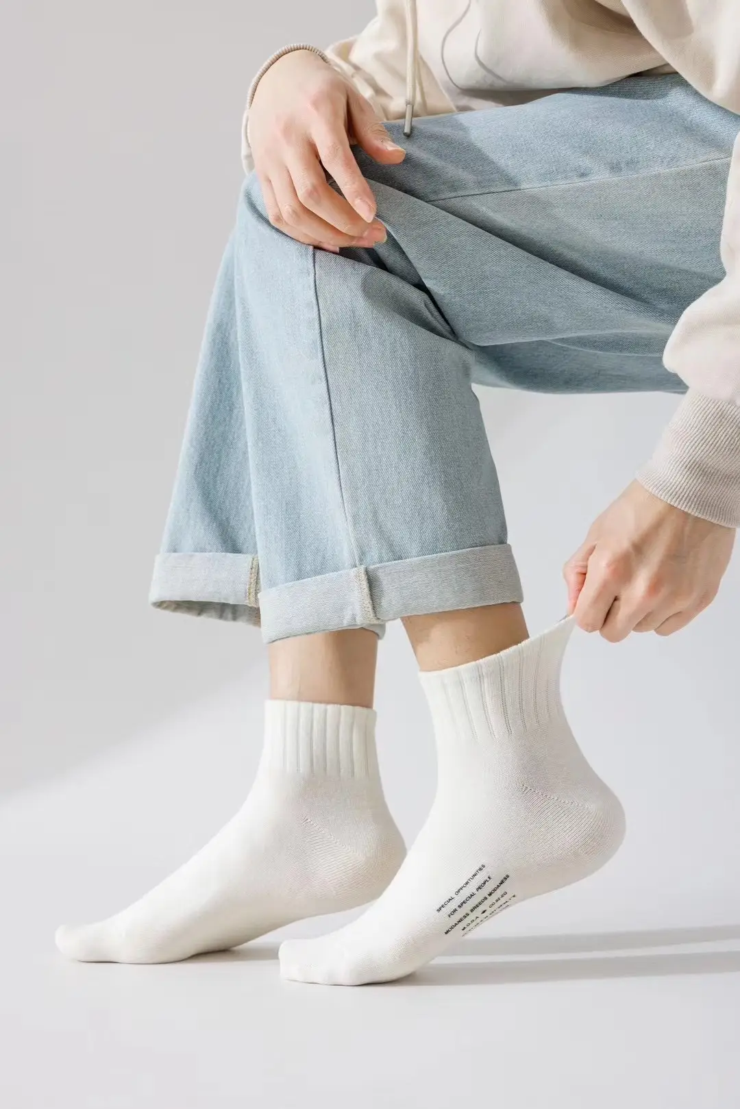 Spring and Summer New Socks for Men, Solid Color Mid-Calf Cotton Socks, Colorful Sports Socks, Basic Casual College Style Breathable Men's Socks — feature 19