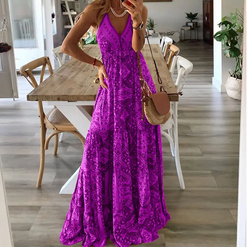 New Bohemian Printed Floral Long Skirt Dress Women