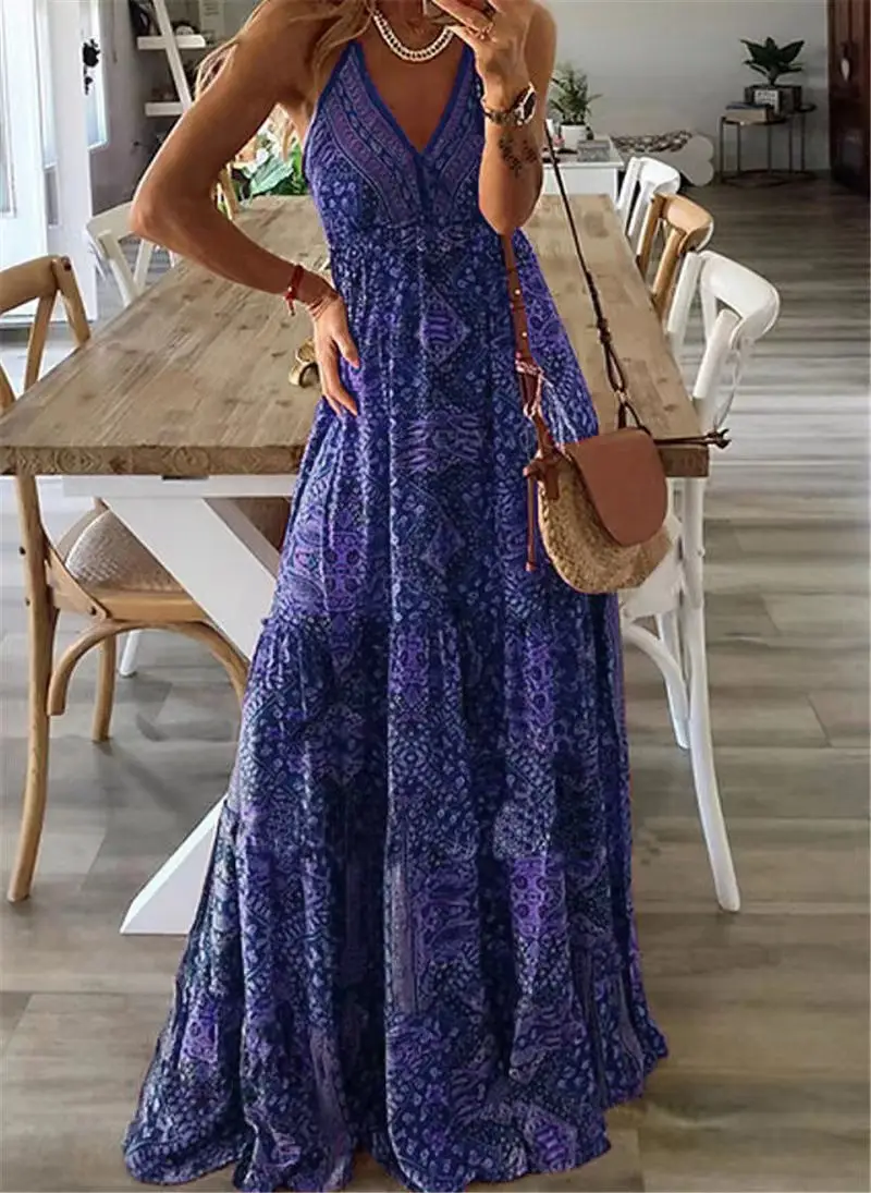 New Bohemian Printed Floral Long Skirt Dress Women