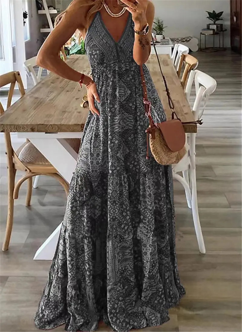 New Bohemian Printed Floral Long Skirt Dress Women