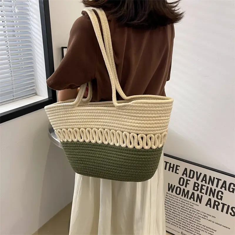 Hollow Cotton Woven Shoulder Bag for Women - Image 7