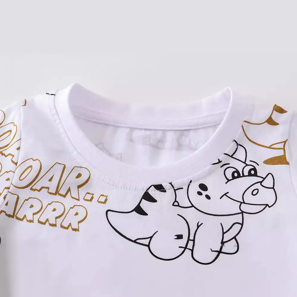 Kids Roar Roar T-Shirt White Cartoon Print - Image 3