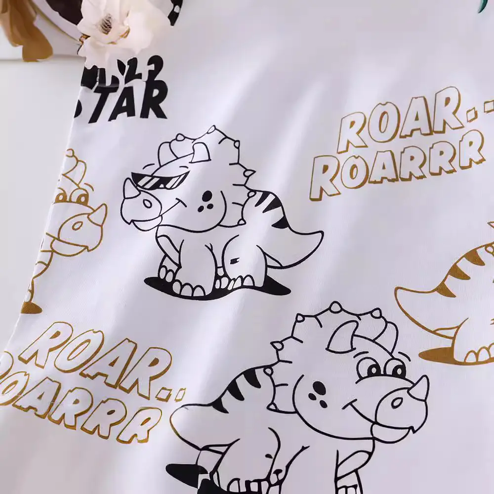 Kids Roar Roar T-Shirt White Cartoon Print - Image 4