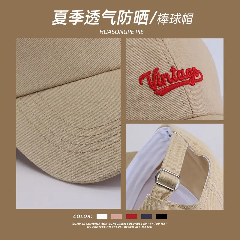 Women Summer Baseball Cap Vintage Embroidered Navy — feature 7