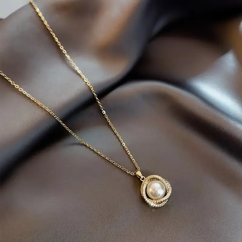 Gold Pearl Pendant Necklace for Women - Image 5
